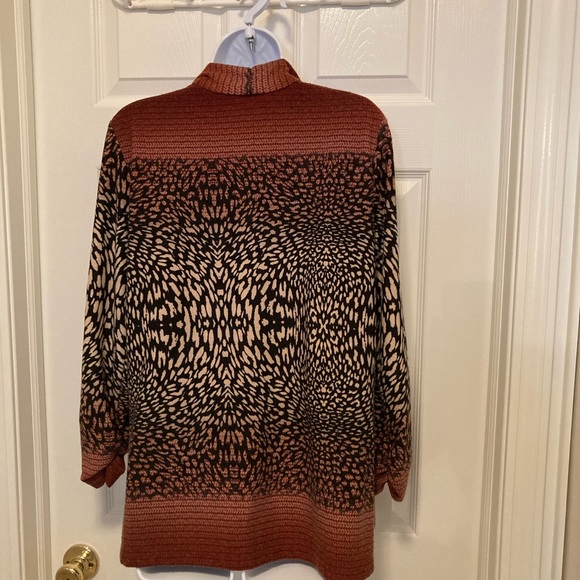 Roz & Ali Cardigan Animal Print Size Medium - Picture 2 of 5